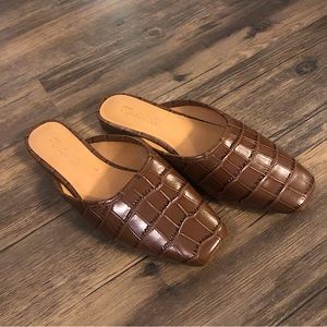 Madewell Adelia mule in croc embossed leather sz 7